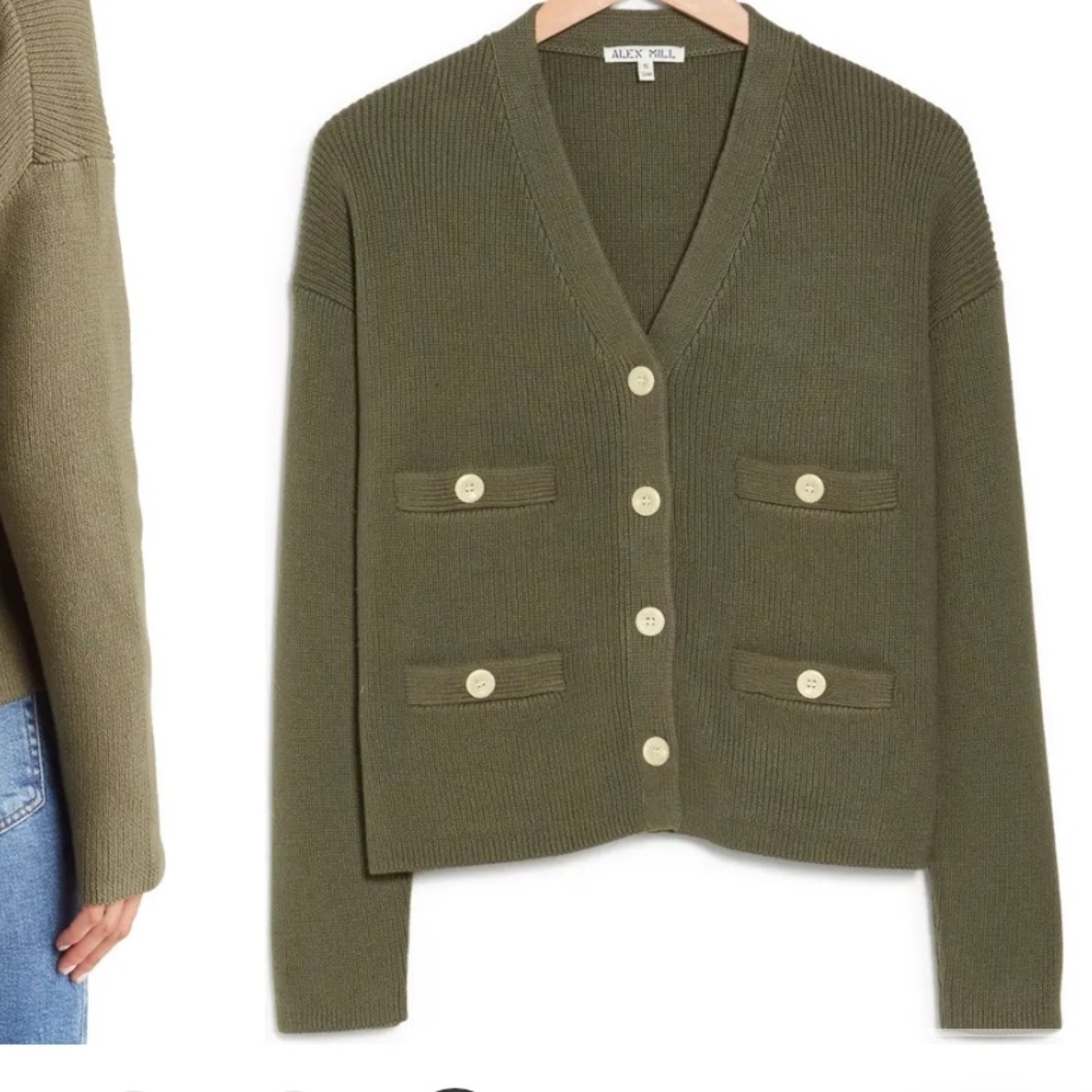 NWT Olive green Alex Mill Jo Ribbed Cardigan L